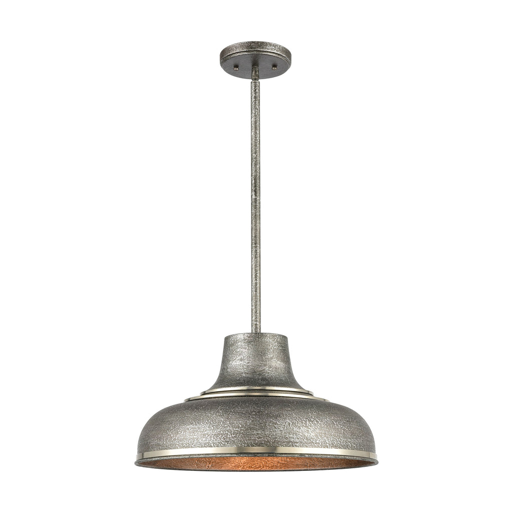 Kerin 1-Light Pendant in Polished Nickel with Textured Silvery Gray Metal Shade