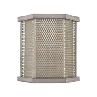 Crestler 2-Light Sconce in Weathered Zinc and Polished Nickel Mesh with Beige Fabric Shade