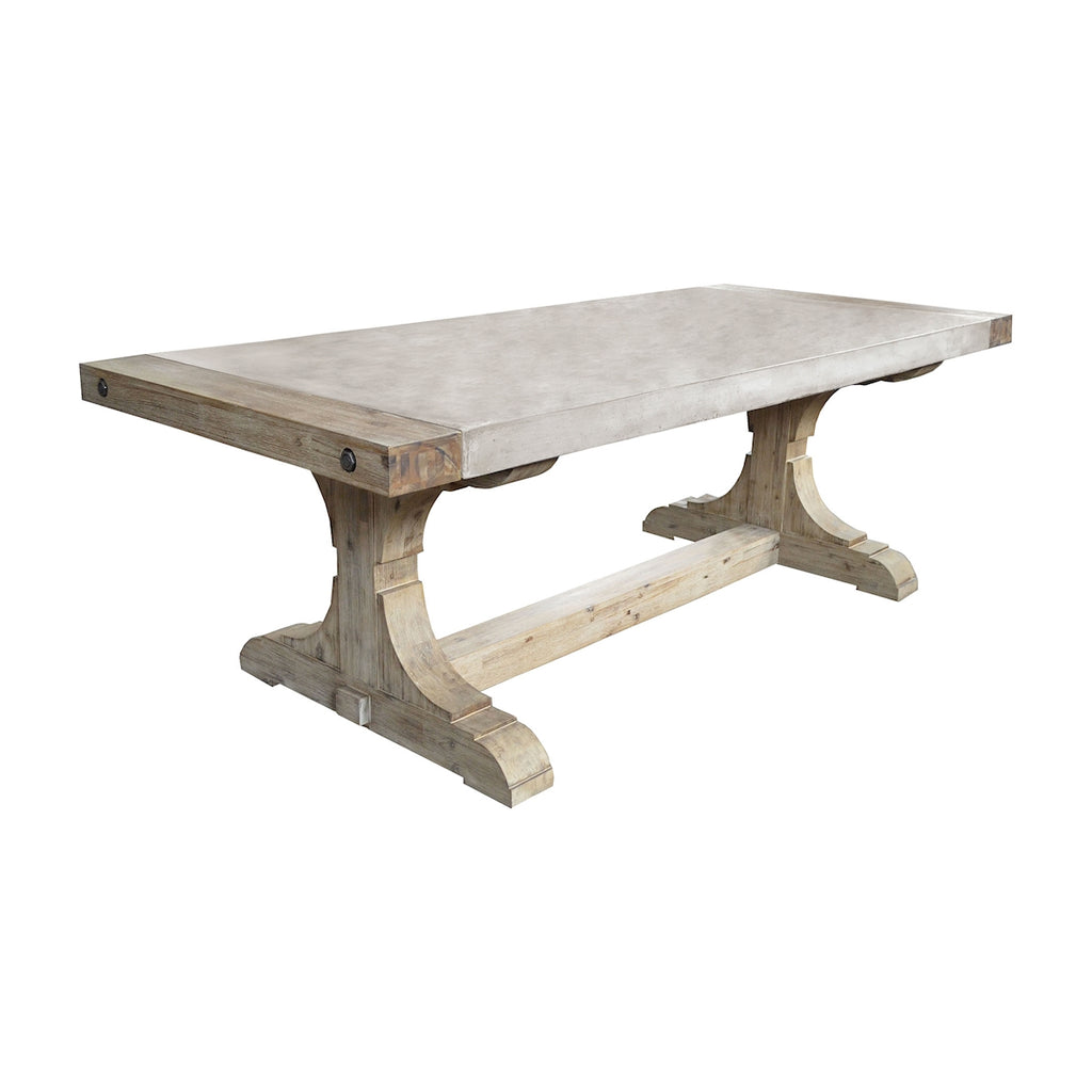 Pirate Dining Table in Concrete and Wood with Waxed Atlantic Finish