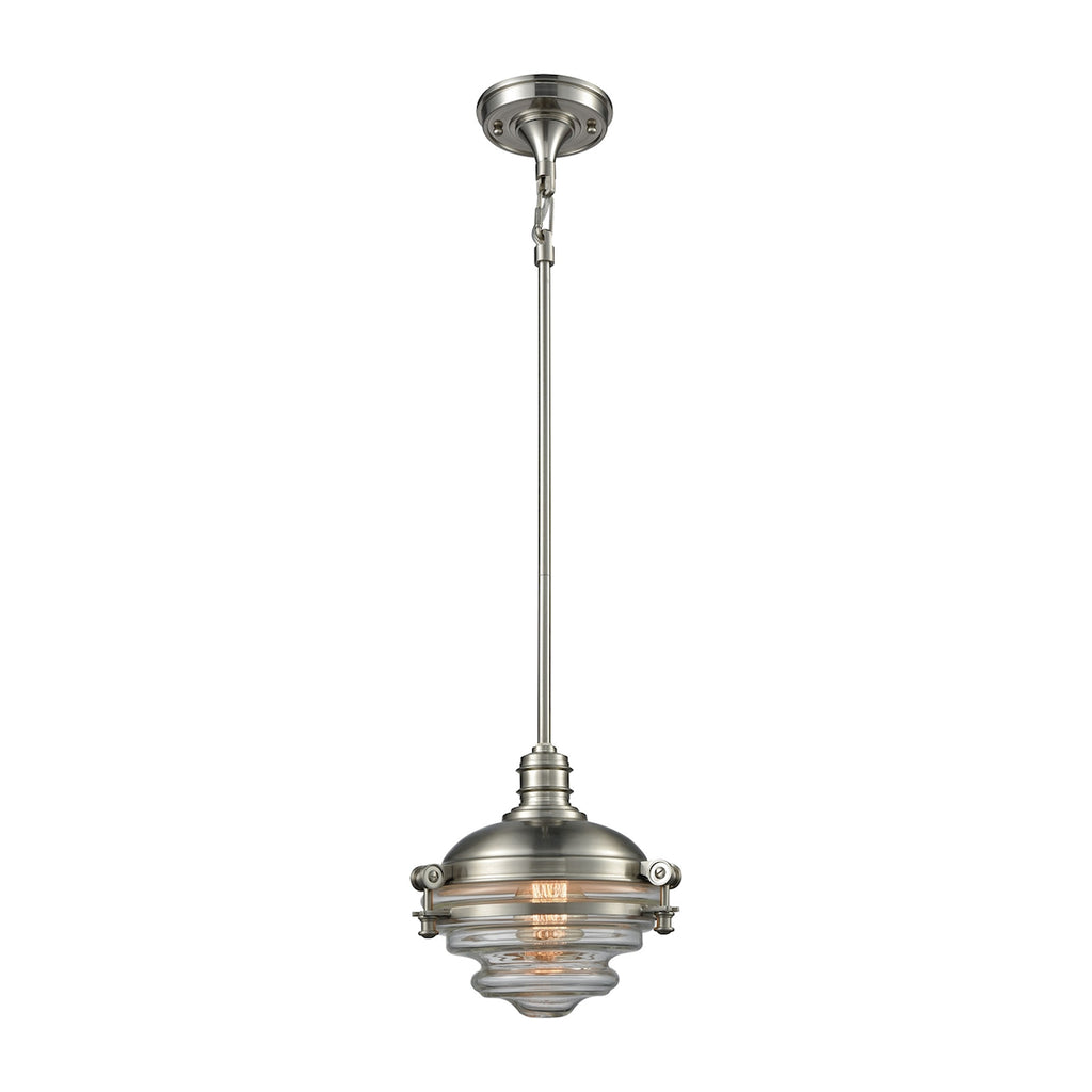 Riley 1 Light Pendant in Satin Nickel with Clear Glass