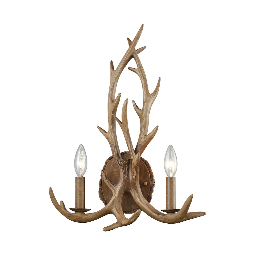 ELK 2 Light Wall Sconce in Wood Brown