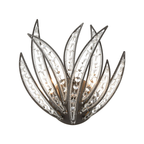 Naples 2-Light Sconce in Dark Graphite with Clear Crystal