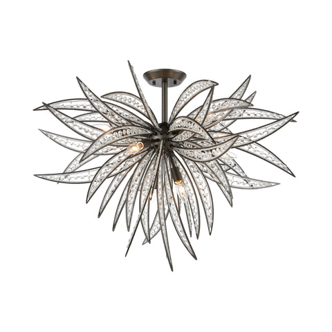 Naples 8-Light Semi Flush Mount in Dark Graphite with Clear Crystal