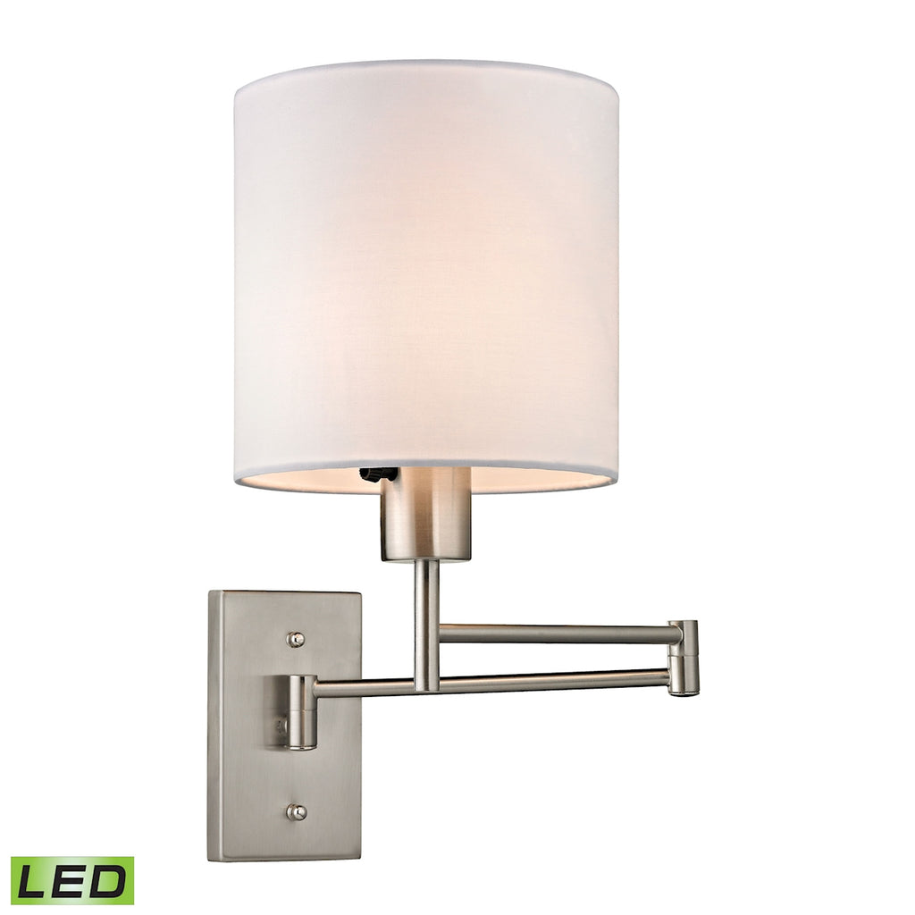 Carson Collection 1 light swingarm in Brushed Nickel - LED Offering Up To 800 Lumens (60 Watt Equiva
