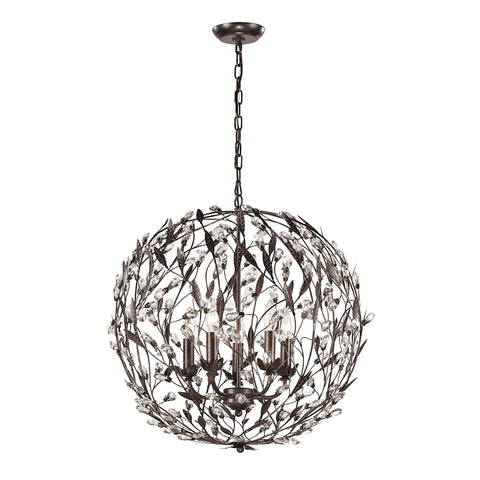 Circeo Collection 5 light pendant in Deep Rust
