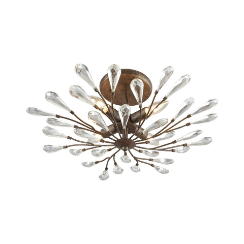 Crislett 4 Light Semi Flush in Sunglow Bronze with Clear Crystal