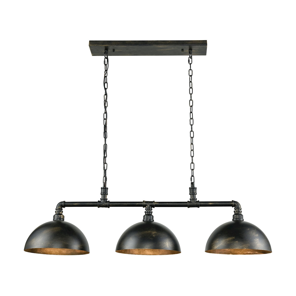 Mulvaney 3-Light Billiard Light in Black with Brushed Gold Accents