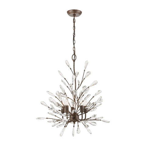 Crislett 5-Light Chandelier in Sunglow Bronze with Clear Crystal