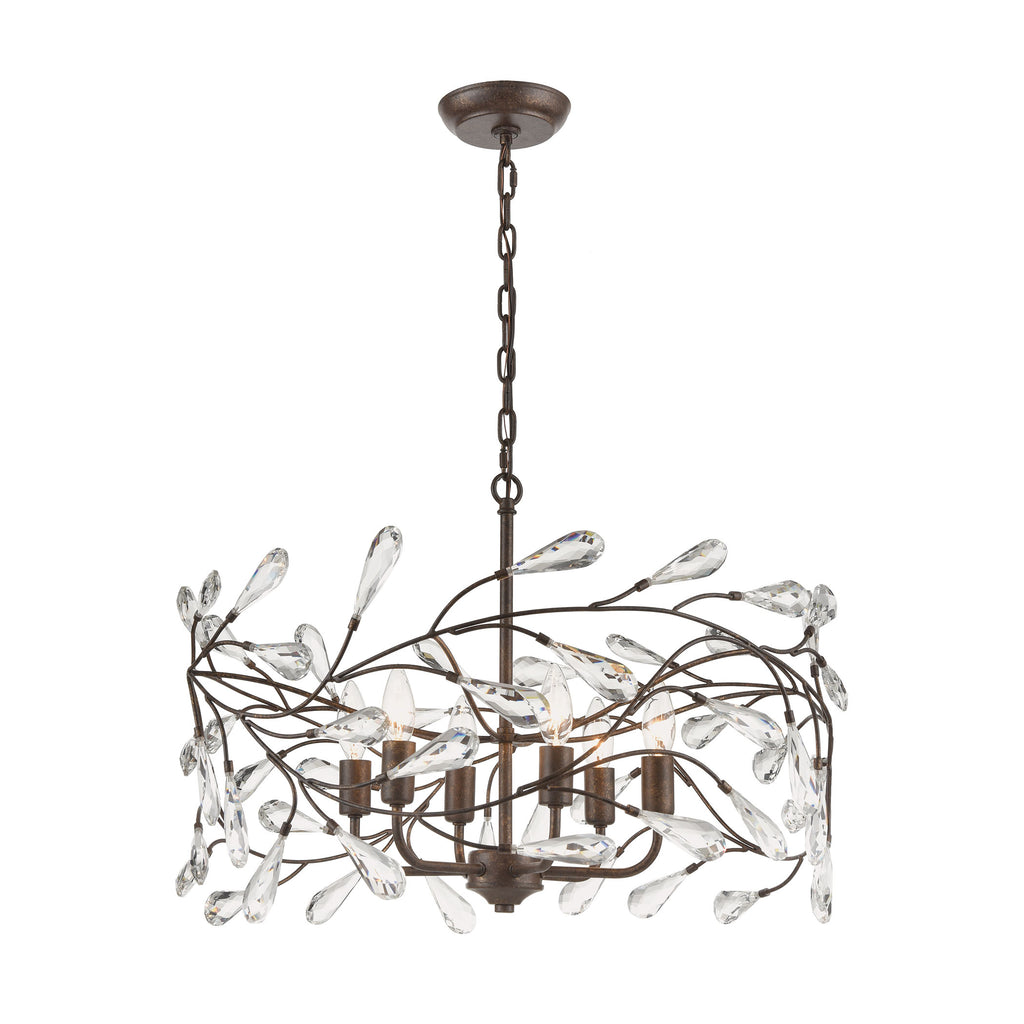 Crislett 6-Light Pendant in Sunglow Bronze with Clear Crystal