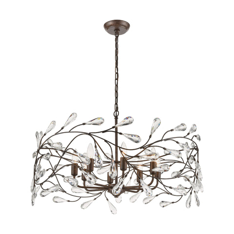 Crislett 8-Light Pendant in Sunglow Bronze with Clear Crystal