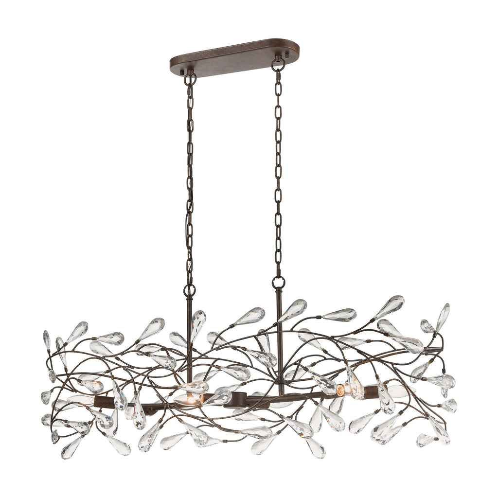Crislett 6-Light Island Light in Sunglow Bronze with Clear Crystal