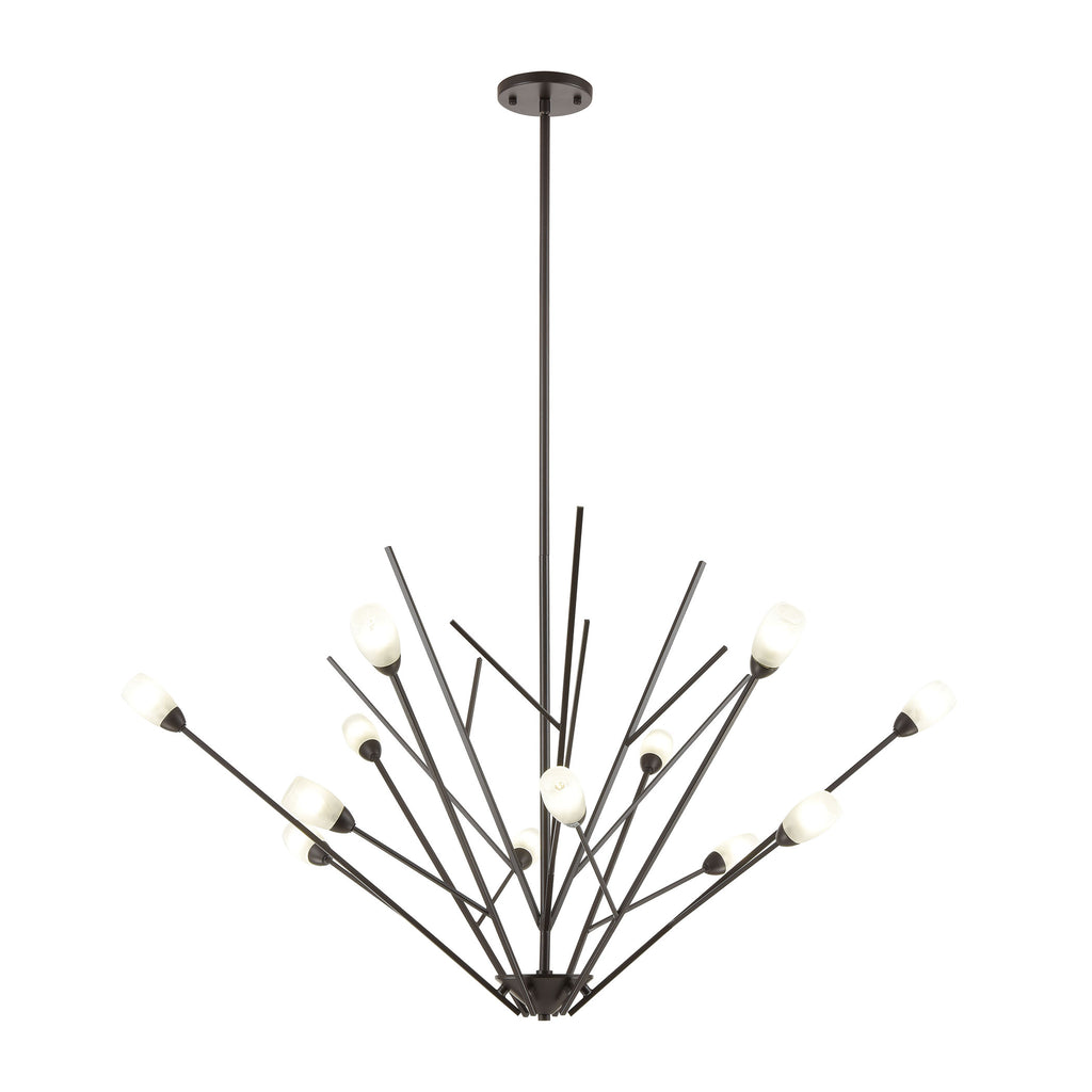 Ocotillo 12-Light Chandelier in Oil Rubbed Bronze with Frosted Glass