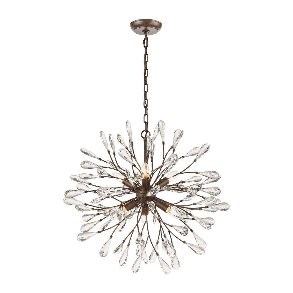 Crislett 6-Light Chandelier in Sunglow Bronze with Clear Crystal