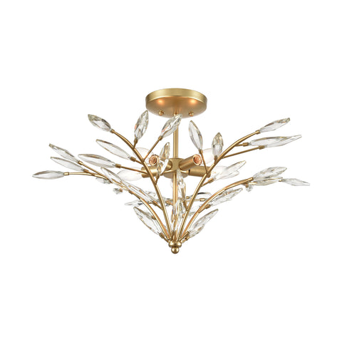 Flora Grace 5-Light Semi Flush in Champagne Gold with Clear Crystal
