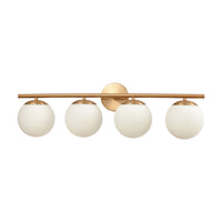 Hollywood Blvd. 4-Light Vanity Light in Satin Brass with Opal White Glass