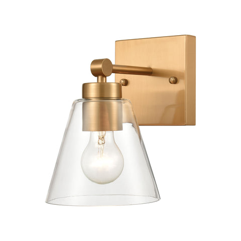 East Point 1-Light Vanity Light in Satin Brass with Clear Glass