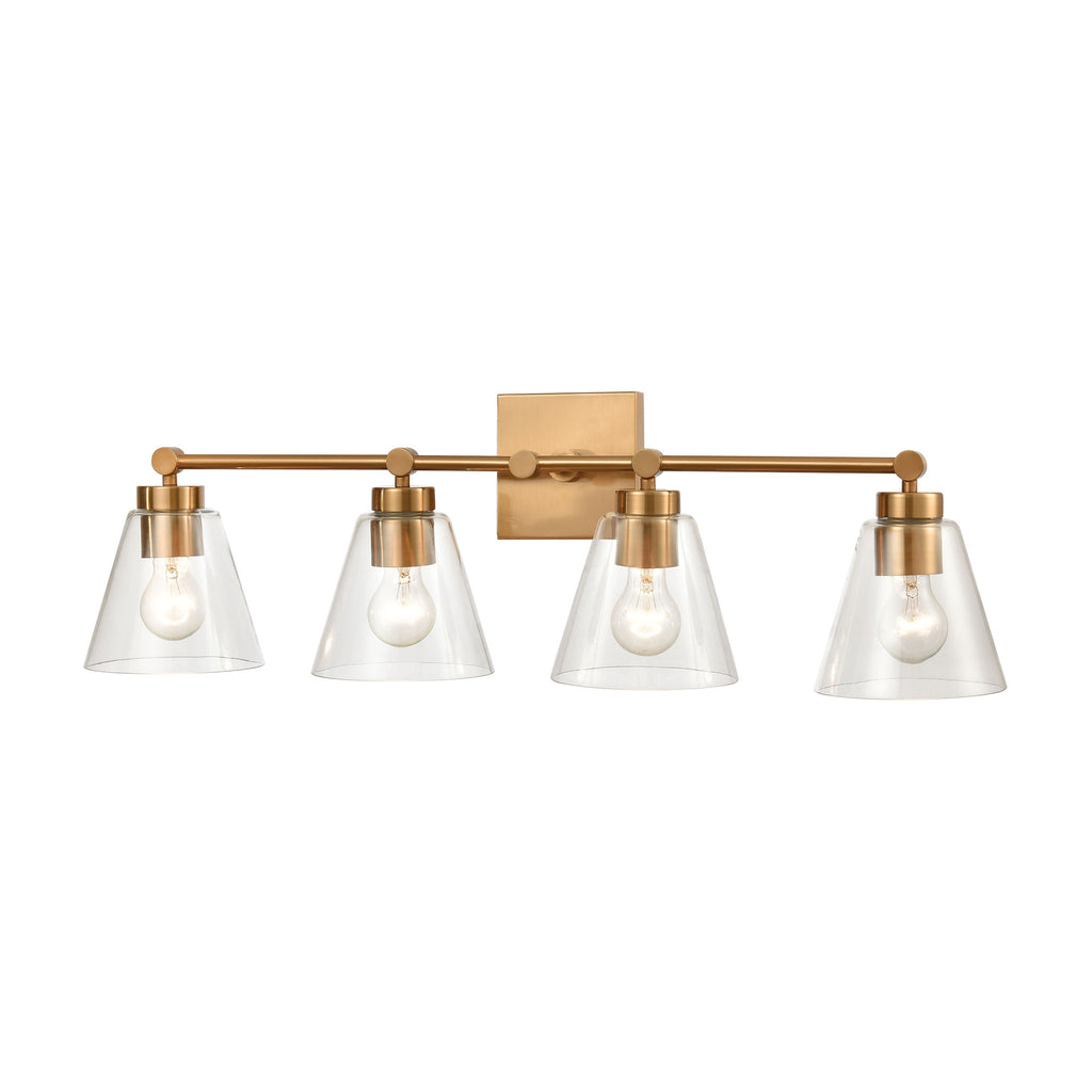 East Point 4-Light Vanity Light in Satin Brass with Clear Glass