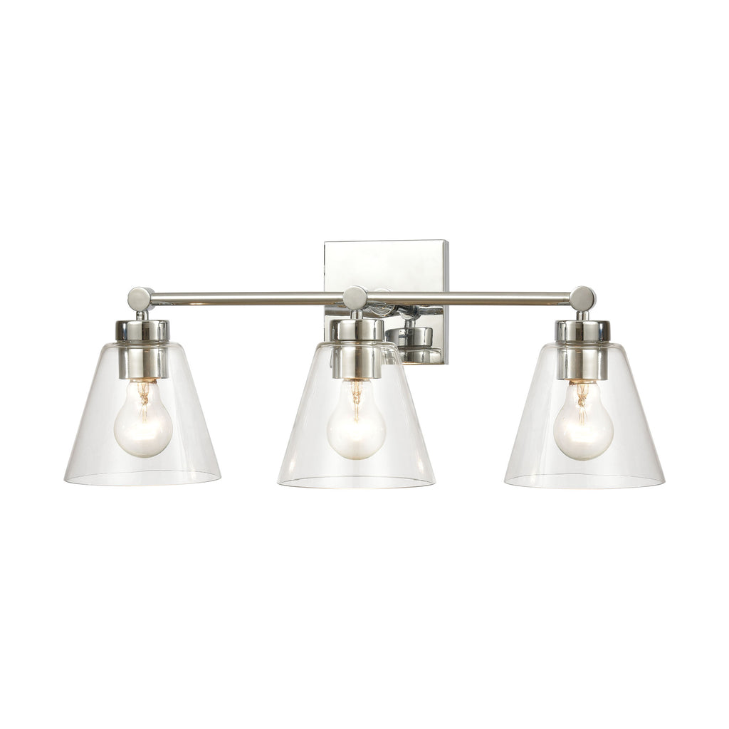 East Point 3-Light Vanity Light in Polished Chrome with Clear Glass