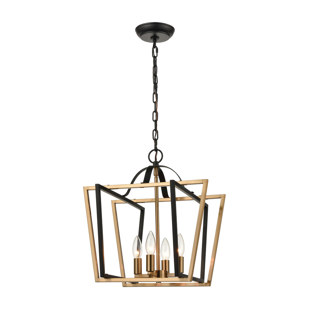 Bridgette 4-Light Pendant in Matte Black and Satin Brass