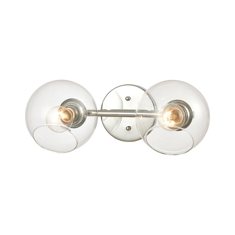 Claro 2-Light Vanity Light in Polished Chrome with Clear Glass