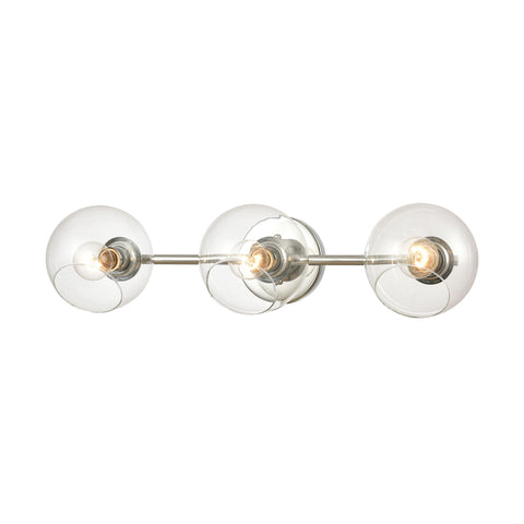 Claro 3-Light Vanity Light in Polished Chrome with Clear Glass