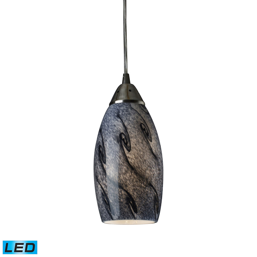 Galaxy 1-Light Pendant in Smoke and Satin Nickel Finish - LED Offering Up To 800 Lumens (60 Watt Equ