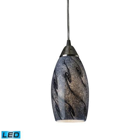 Galaxy 1-Light Pendant in Smoke and Satin Nickel Finish - LED Offering Up To 800 Lumens (60 Watt Equ