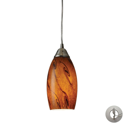 Galaxy 1 Light Pendant in Brown and Satin Nickel - Includes Adapter Kit