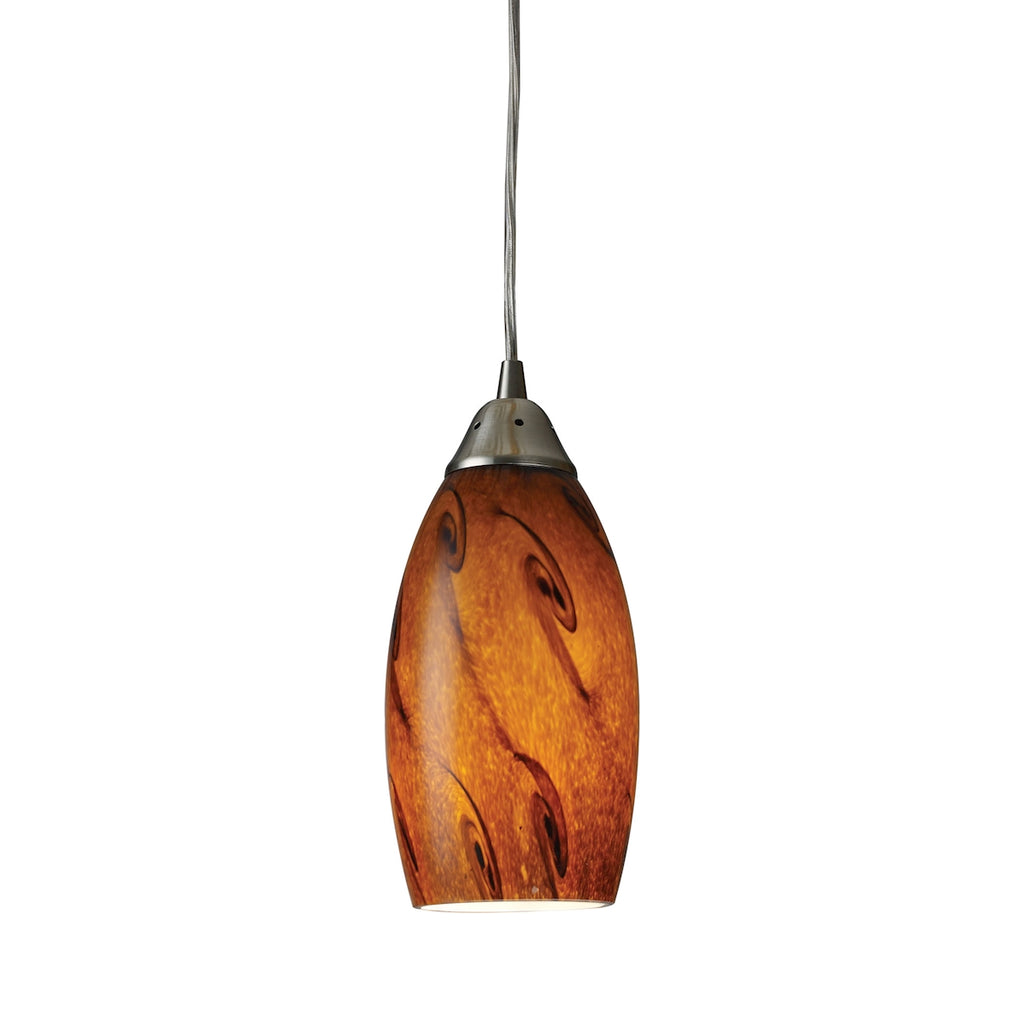 Galaxy 1-Light Pendant in Brown and Satin Nickel Finish