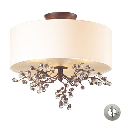 Winterberry 3 Light Semi Flush in Antique Darkwood Includes An Adapter Kit To Allow for Easy Convers