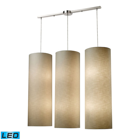 Fabric Cylinder 12-Lightlinear Pendant in Satin Nickel - LED'S Offering Up To 9, 600 Lumens (720 Wat