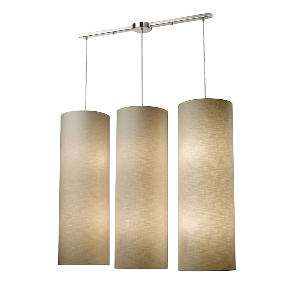 Fabric Cylinder 12-Light Linear Pendant in Satin Nickel