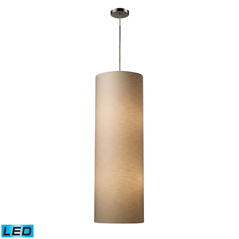 Fabric Cylinder 4-Light Pendant in Satin Nickel - LED, 800 Lumens (3200 Lumens Total) with Full Scal