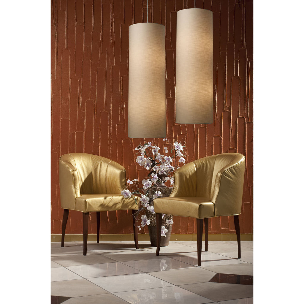 Fabric Cylinders 4-Light Mini Pendant in Satin Nickel with 1 Shade