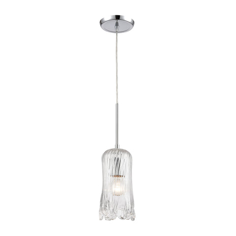 Hand Formed Glass 1-Light Mini Pendant in Polished Chrome with Clear Hand Formed Glass