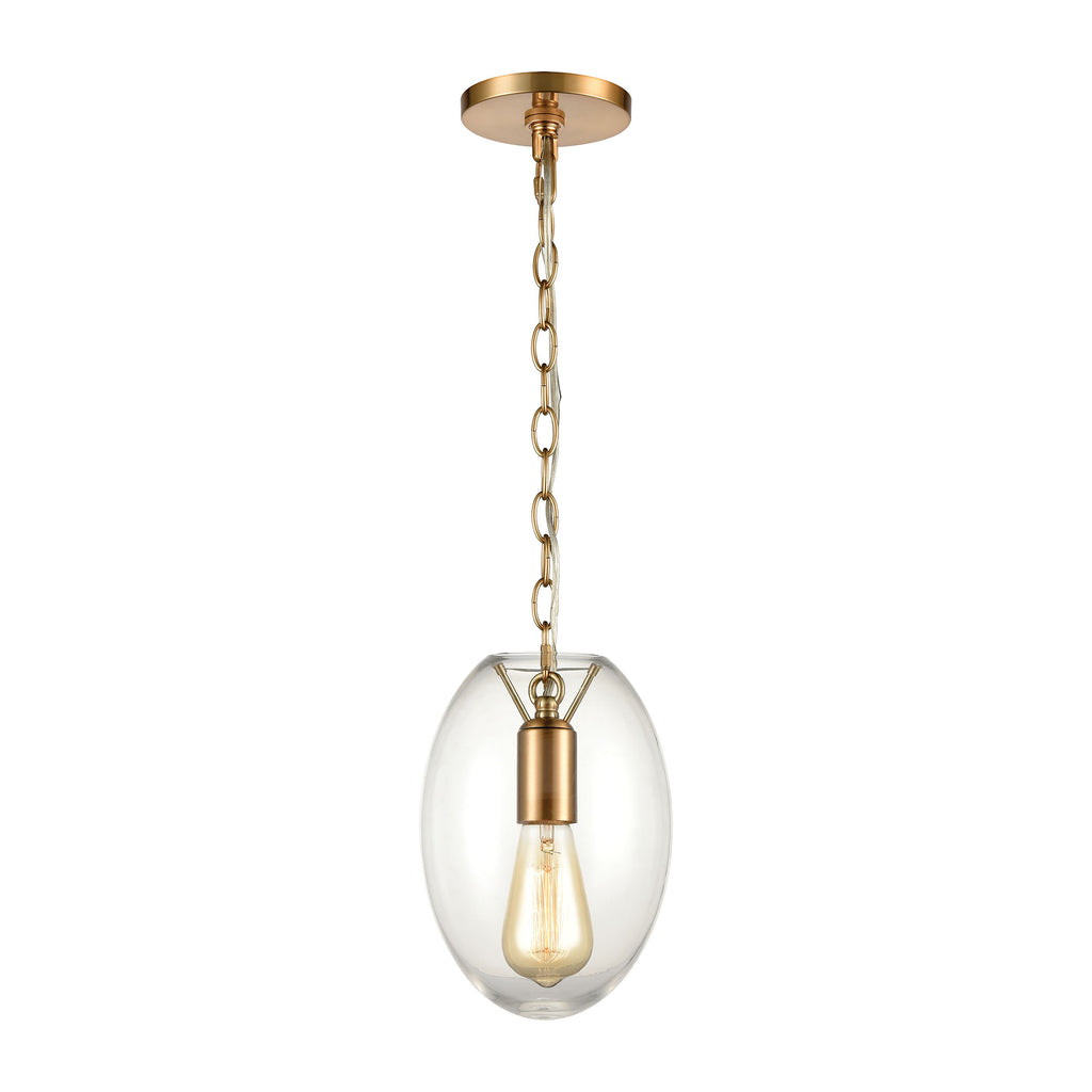 Ellipsa 1-Light Mini Pendant in Satin Brass with Clear Glass