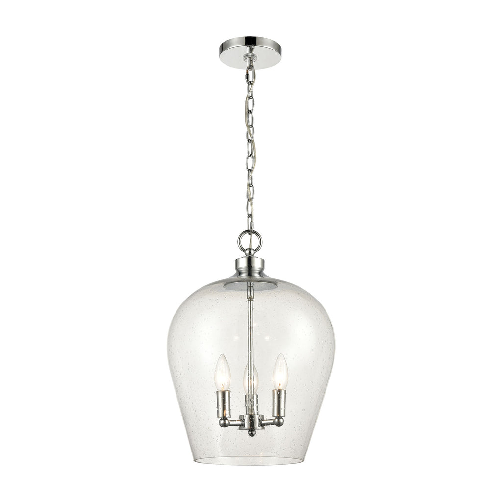 Darlene 3-Light Pendant in Polished Chrome with Seedy Glass