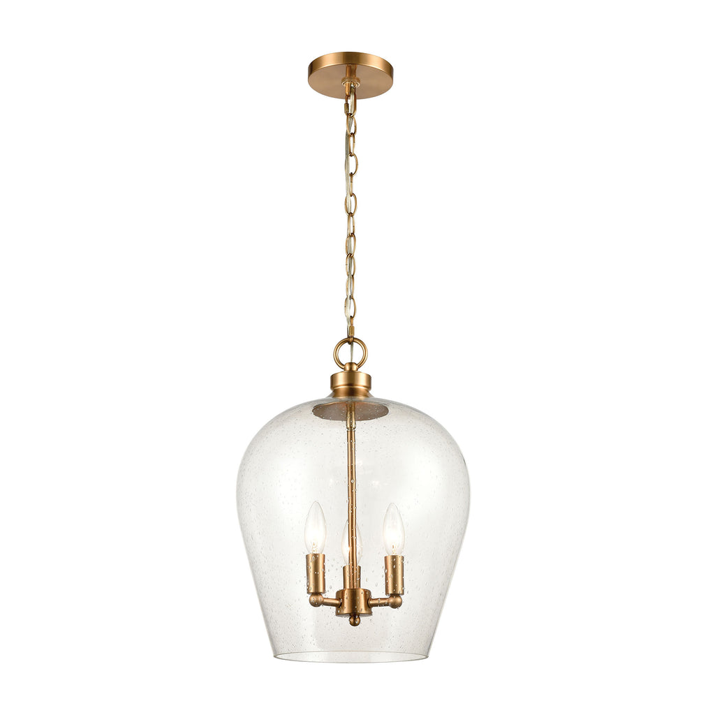 Darlene 3-Light Pendant in Satin Brass with Seedy Glass
