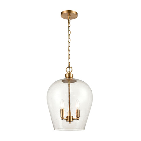 Darlene 3-Light Pendant in Satin Brass with Seedy Glass