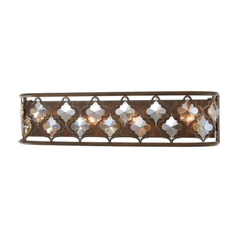 Armand 4-Light Vanity Light in Weathered Bronze with Amber Teak Crystal