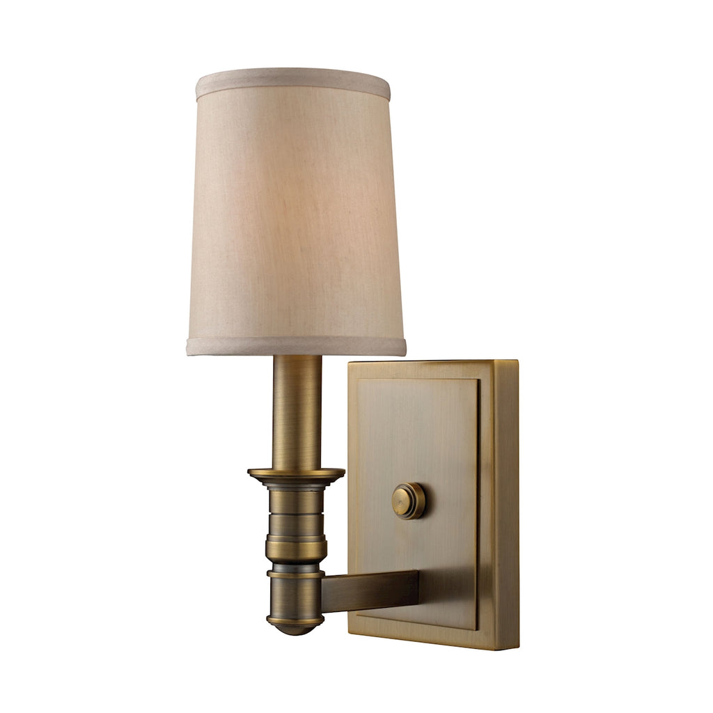 Baxter 1-Light Sconce in Brushed Antique Brass and Shade Included