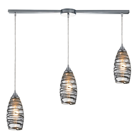 Twister 3- Light Pendant in Polished Chrome