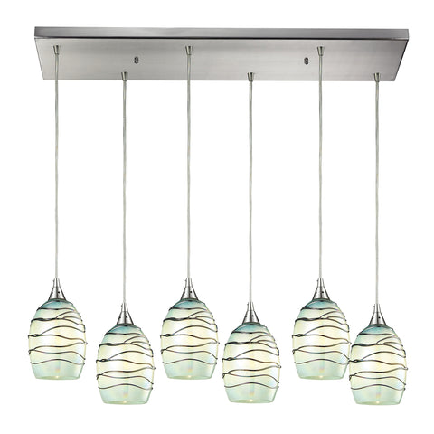 Vines Collection 6 light pendant in Satin Nickel