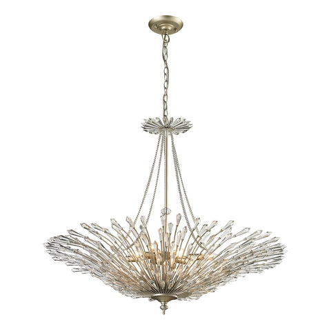 Viva Collection 8 light pendant in Aged Silver