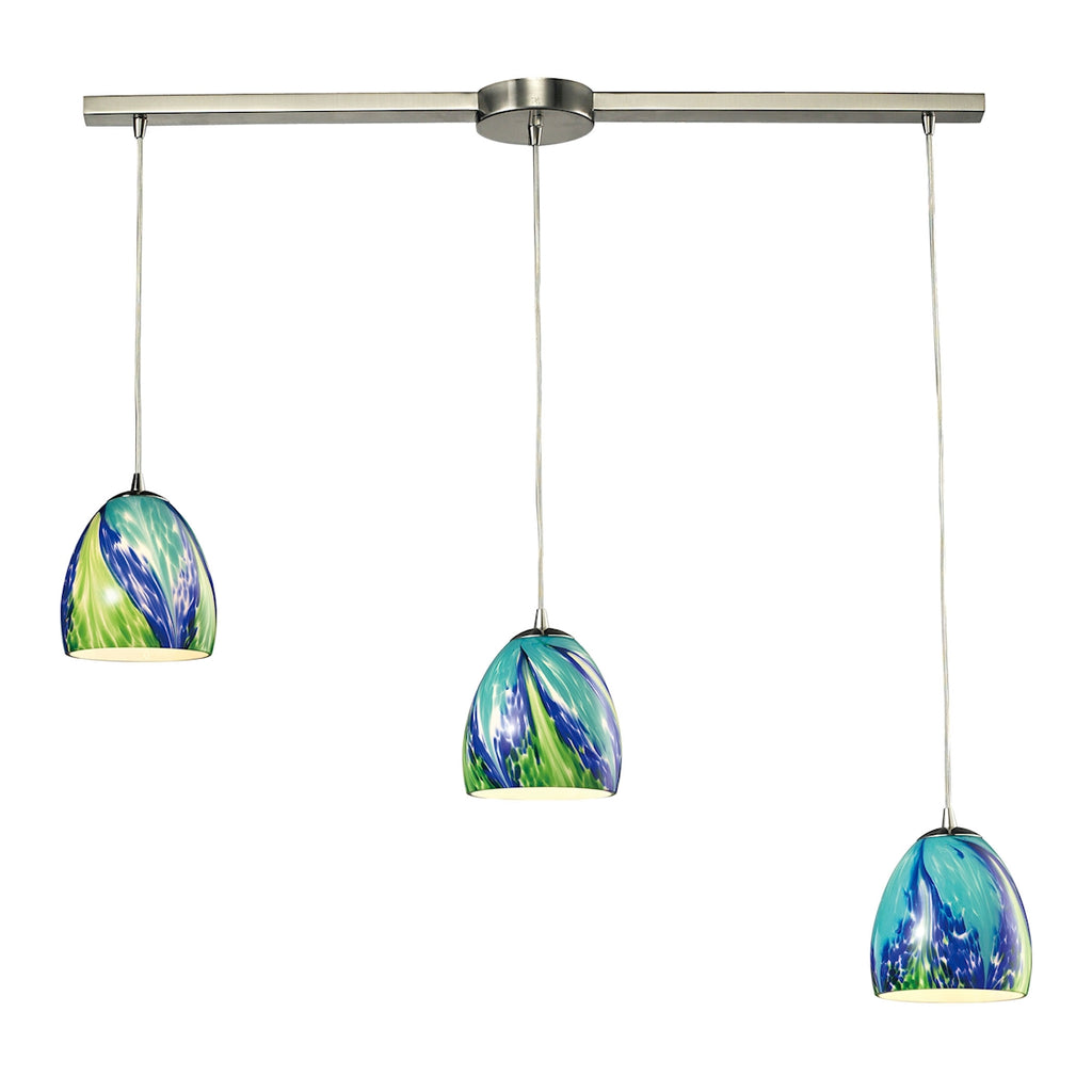 Colorwave Collection 3 light pendant in Satin Nickel