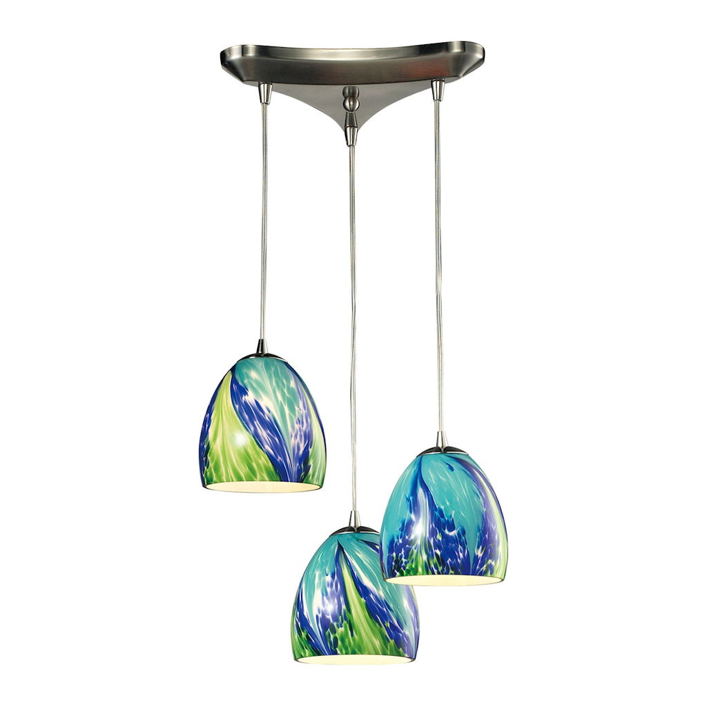 Colorwave Collection 3 light pendant in Satin Nickel