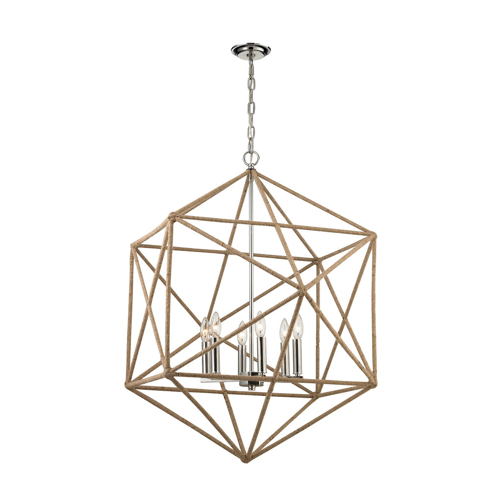 Exitor 6 Light Chandelier in Polished Nickel