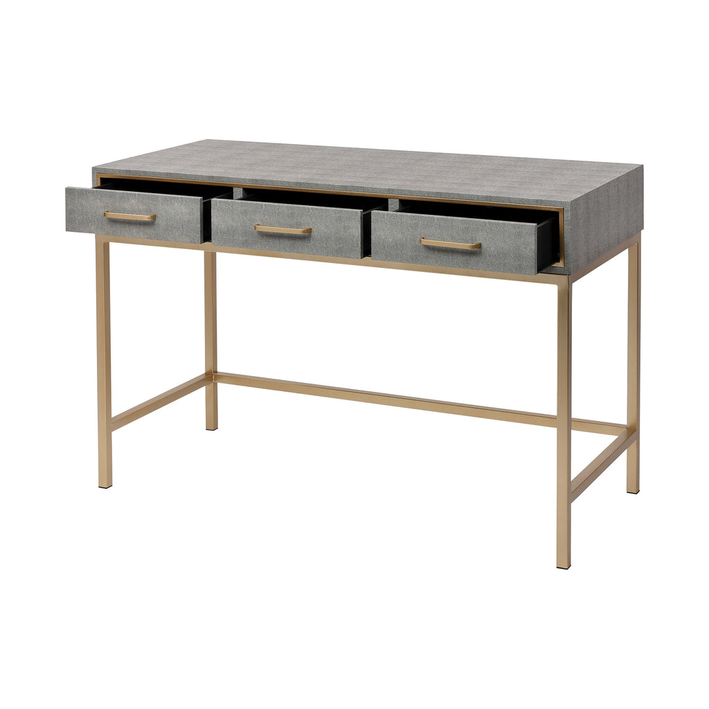 Sands Point 3-Drawer Desk in Grey and Gold