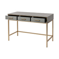 Sands Point 3-Drawer Desk in Grey and Gold