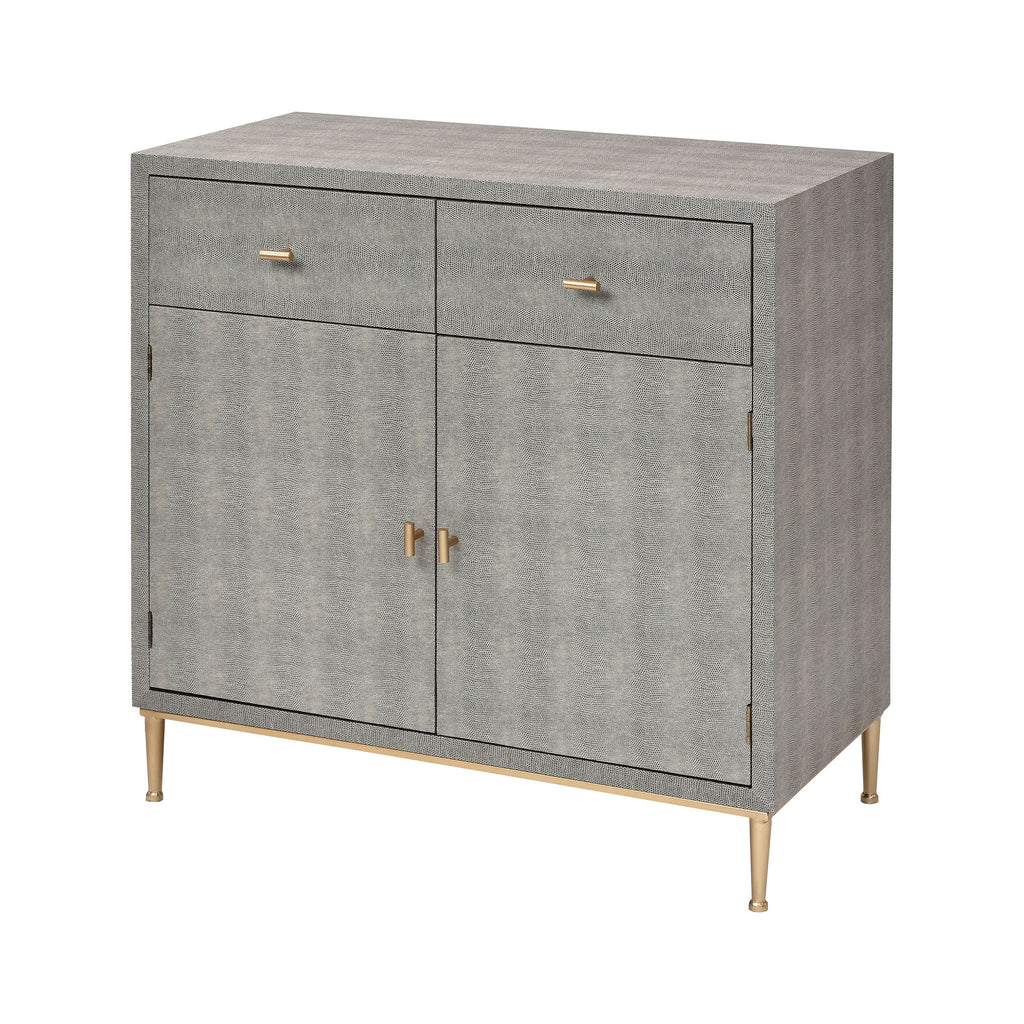 Sands Point 2-Door 2-Drawer Cabinet in Grey and Gold